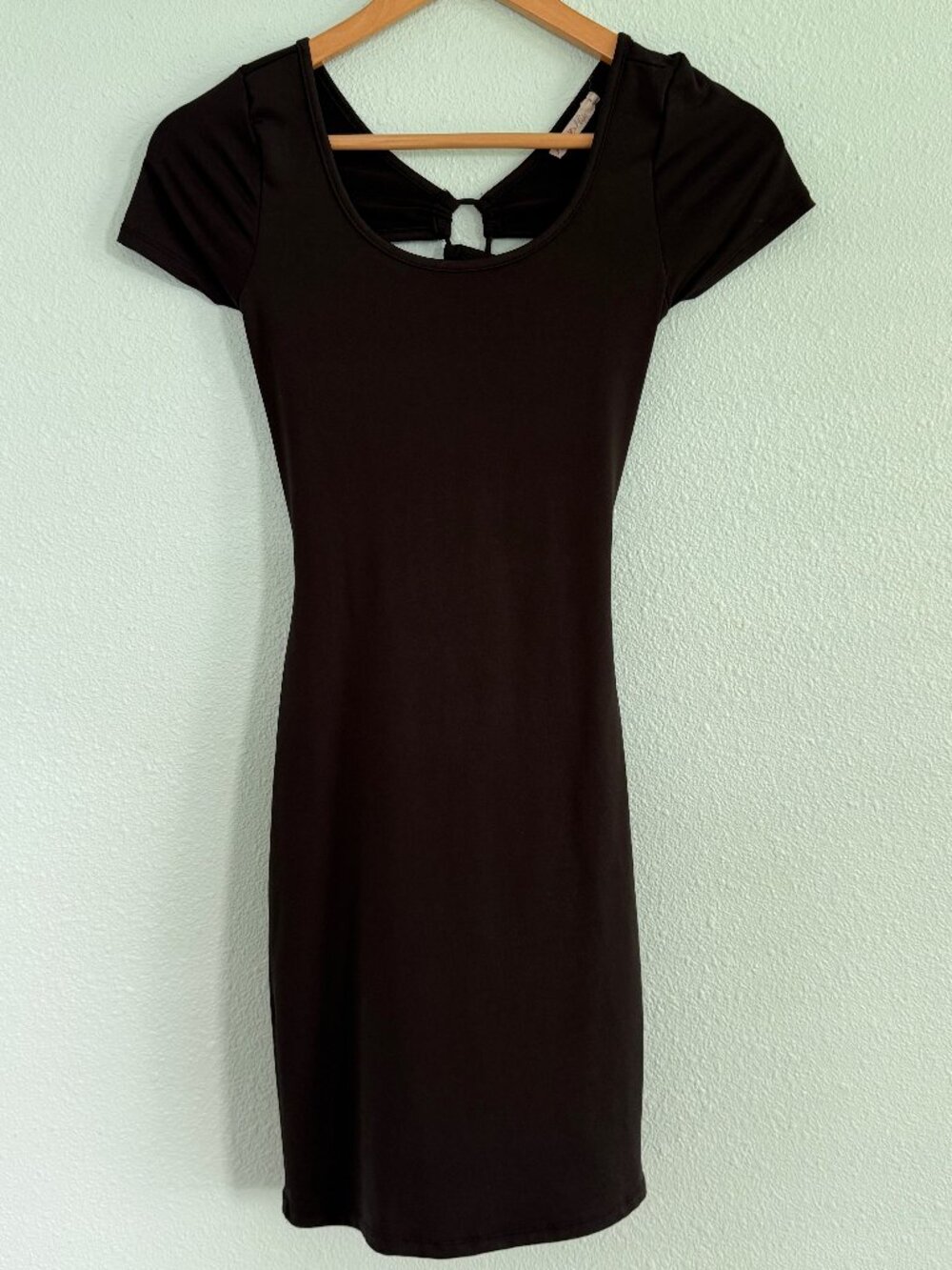 Hearts & Hips Black Bodycon Tieback Mini‎ Dress Size S